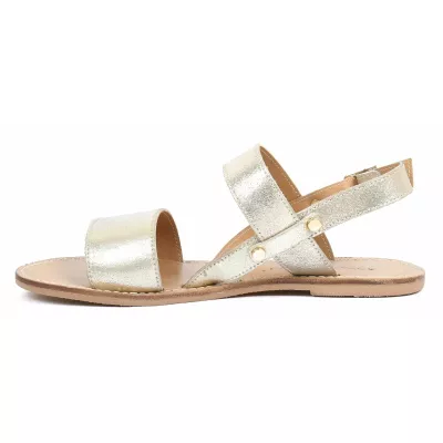 Sandale plate femme dorée Andrea Bruni cuir métallisé à brides ouvertes AB-SAN-2-S-DO