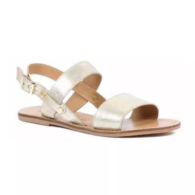 Sandale plate femme dorée Andrea Bruni cuir métallisé à brides ouvertes AB-SAN-2-S-DO