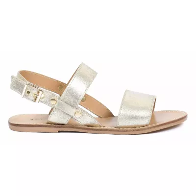 Sandale plate femme dorée Andrea Bruni cuir métallisé à brides ouvertes AB-SAN-2-S-DO
