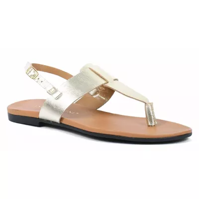 Sandale femme dorée Andrea Bruni cuir style entredoigt avec bride arrière réglable et boucle dorée AB-M601-1-DO