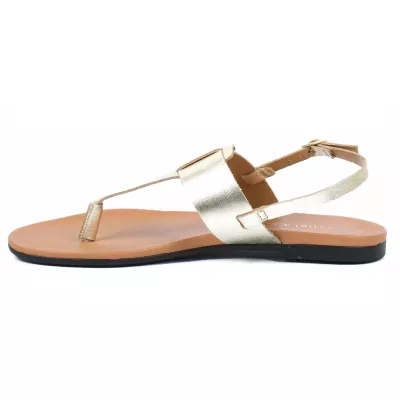 Sandale femme dorée Andrea Bruni cuir style entredoigt avec bride arrière réglable et boucle dorée AB-M601-1-DO