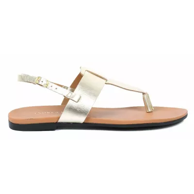Sandale femme dorée Andrea Bruni cuir style entredoigt avec bride arrière réglable et boucle dorée AB-M601-1-DO