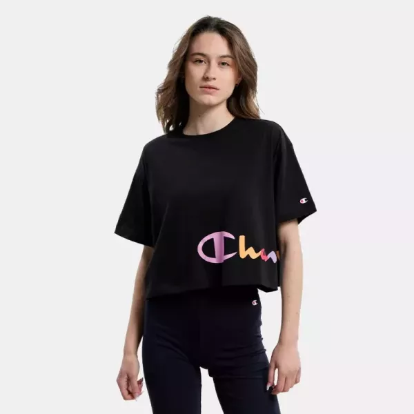 CREWNECK CROPTOP T-SHIRT FEMME NOIR