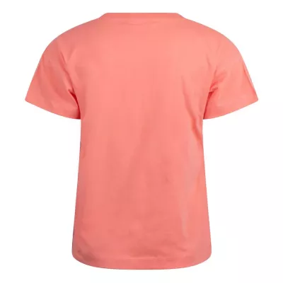 T-shirt femme Champion 117109-PS093 orange en coton avec col rond et logo Champion plastifié sur le devant
