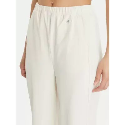 Pantalon femme Champion Wide Leg 117110-YS137 beige avec coupe large, taille haute élastique et logo Champion