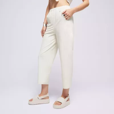 Pantalon femme Champion Wide Leg 117110-YS137 beige avec coupe large, taille haute élastique et logo Champion