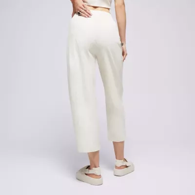 Pantalon femme Champion Wide Leg 117110-YS137 beige avec coupe large, taille haute élastique et logo Champion