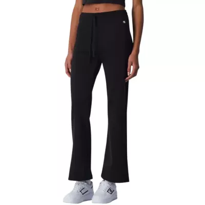 Pantalon femme Champion Wide Leg 117129-KK001 noir avec coupe ample fluide, taille élastique et tissu coton extensible