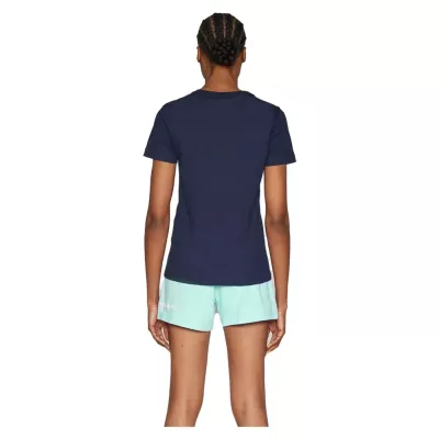 Short femme Champion SHORTS ICONS 117143-GS009 turquoise avec grand logo brodé et taille élastique ajustable