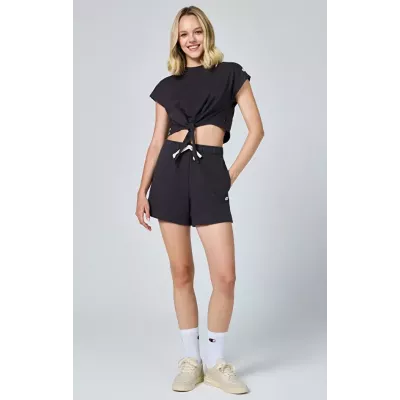 T-shirt femme Champion CREWNECK T-SHIRT 117178-ES503 noir en coton avec col rond classique et coupe confortable