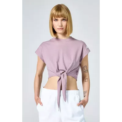T-shirt femme Champion CREWNECK T-SHIRT 117160-PS162 violet en coton avec col rond classique et coupe confortable