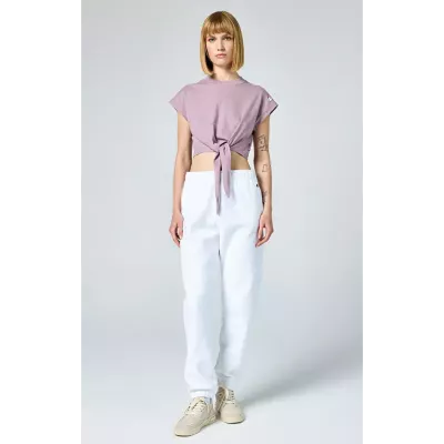 T-shirt femme Champion CREWNECK T-SHIRT 117160-PS162 violet en coton avec col rond classique et coupe confortable