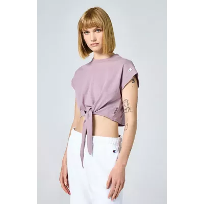 T-shirt femme Champion CREWNECK T-SHIRT 117160-PS162 violet en coton avec col rond classique et coupe confortable