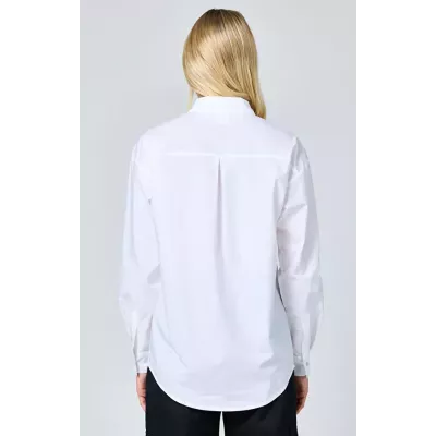 Chemise femme Champion SHIRT 117204-WW001 noire en coton avec coupe ample, col classique et manches longues
