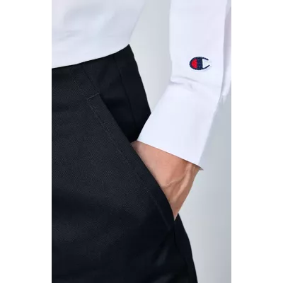 Chemise femme Champion SHIRT 117204-WW001 noire en coton avec coupe ample, col classique et manches longues