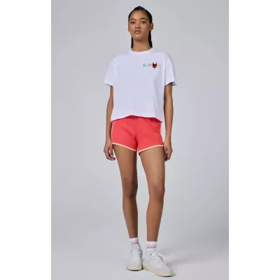 T-shirt femme Champion CREWNECK T-SHIRT 117239-WW001 blanc avec coupe crop et logo imprimé tendance