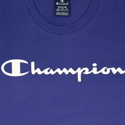 T-shirt homme CHAMPION CREWNECK bleu avec logo poitrine manches courtes