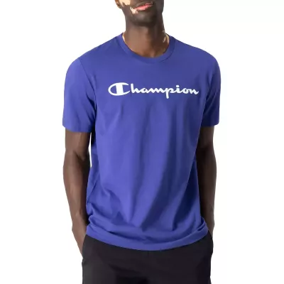 T-shirt homme CHAMPION CREWNECK bleu avec logo poitrine manches courtes