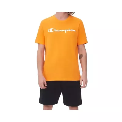 T-shirt homme CHAMPION CREWNECK orange avec logo poitrine