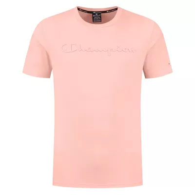 T-shirt homme CHAMPION CREWNECK rose avec logo poitrine