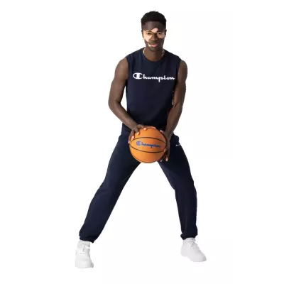 Débardeur homme CHAMPION bleu marine sans manches avec logo imprimé poitrine