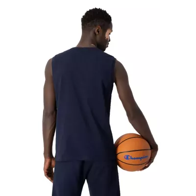 Débardeur homme CHAMPION bleu marine sans manches avec logo imprimé poitrine