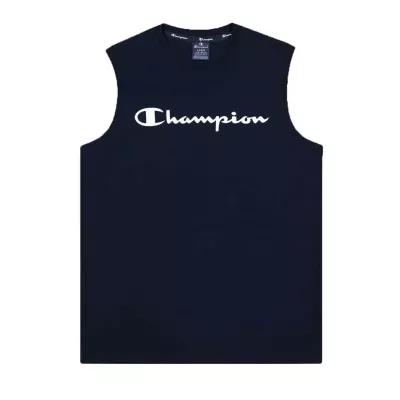 Débardeur homme CHAMPION bleu marine sans manches avec logo imprimé poitrine