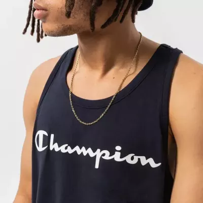 Débardeur homme CHAMPION bleu marine 100% coton avec logo sur le devant sans manches