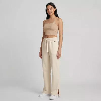 Pantalon femme Champion WIDE LEG PANTS 117129-YS137 beige avec coupe ample fluide, taille élastique et tissu confortable