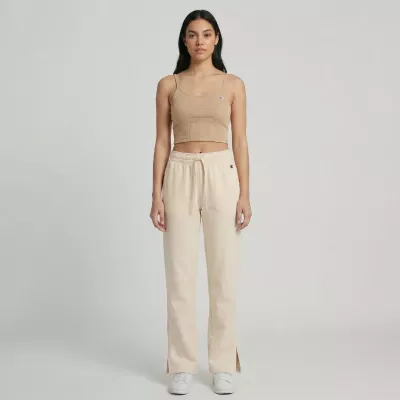 Pantalon femme Champion WIDE LEG PANTS 117129-YS137 beige avec coupe ample fluide, taille élastique et tissu confortable