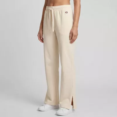 Pantalon femme Champion WIDE LEG PANTS 117129-YS137 beige avec coupe ample fluide, taille élastique et tissu confortable