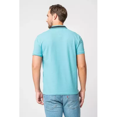 Polo homme CHAMPION bleu 100% coton manches courtes coupe classique
