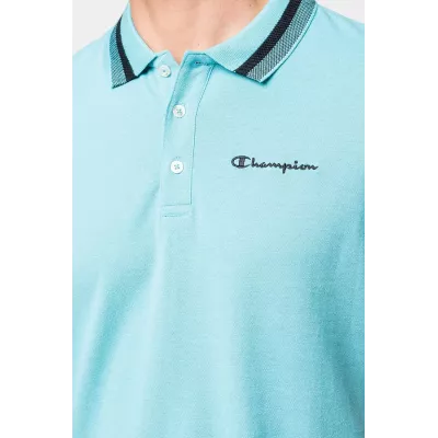 Polo homme CHAMPION bleu 100% coton manches courtes coupe classique