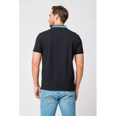 Polo homme CHAMPION noir manches courtes 100% coton coupe classique
