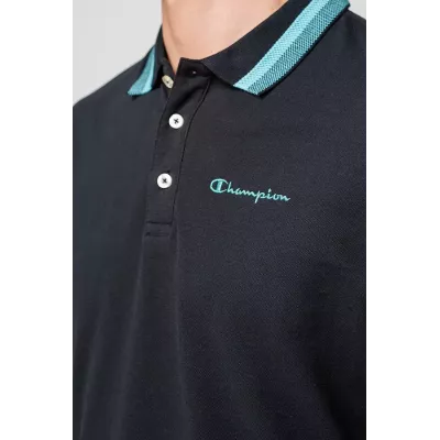 Polo homme CHAMPION noir manches courtes 100% coton coupe classique