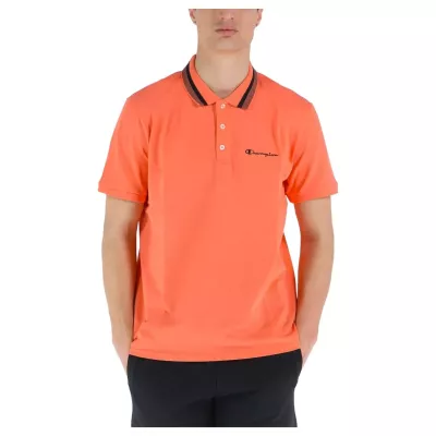 Polo homme CHAMPION orange manches courtes 100% coton avec col polo