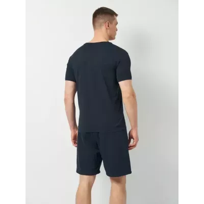 T-shirt homme CHAMPION CREWNECK long bleu marine 100% coton col rond coupe ample