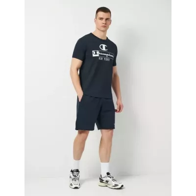 T-shirt homme CHAMPION CREWNECK long bleu marine 100% coton col rond coupe ample
