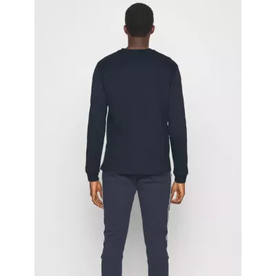 T-shirt homme CHAMPION manches longues bleu marine avec logo avant col rond