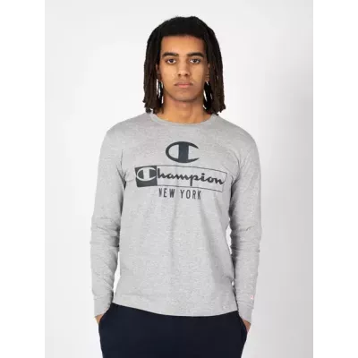 T-shirt homme CHAMPION gris manches longues avec logo avant