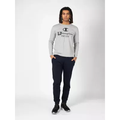 T-shirt homme CHAMPION gris manches longues avec logo avant