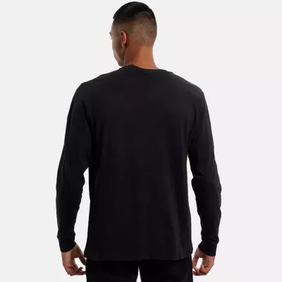 T-shirt homme CHAMPION noir manches longues avec logo avant col rond