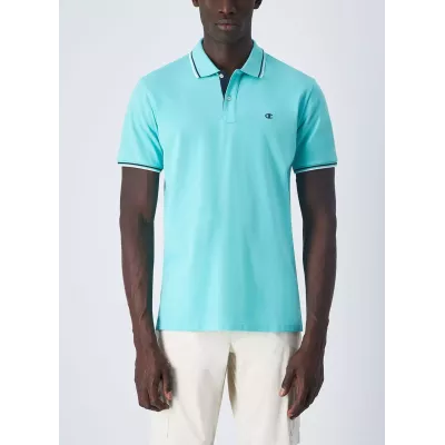 Polo homme CHAMPION bleu ciel coton piqué avec logo brodé manches courtes