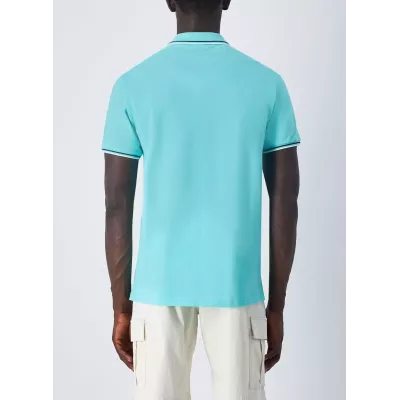Polo homme CHAMPION bleu ciel coton piqué avec logo brodé manches courtes