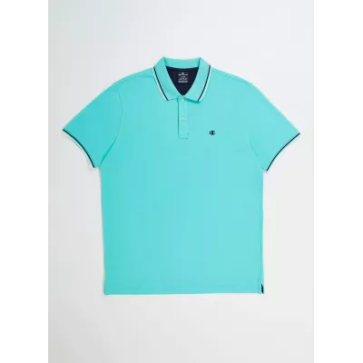 Polo homme CHAMPION bleu ciel coton piqué avec logo brodé manches courtes