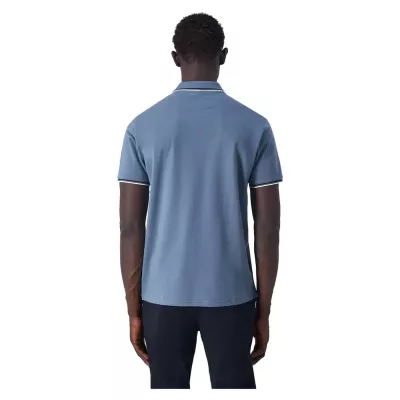 Polo homme CHAMPION bleu avec logo brodé coton piqué manches courtes