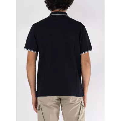 Polo homme CHAMPION noir coton piqué avec logo brodé poitrine
