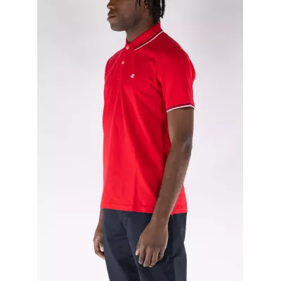 Polo homme CHAMPION rouge coton piqué avec logo brodé poitrine 218755-RS032