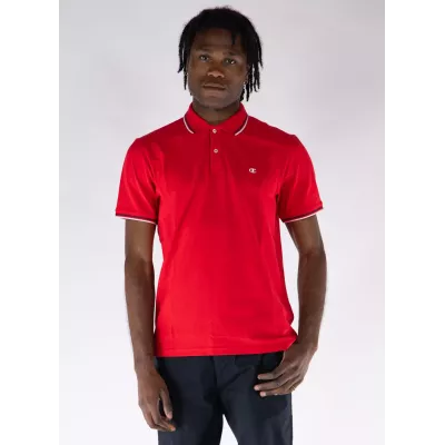 Polo homme CHAMPION rouge coton piqué avec logo brodé poitrine 218755-RS032
