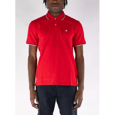 Polo homme CHAMPION rouge coton piqué avec logo brodé poitrine 218755-RS032